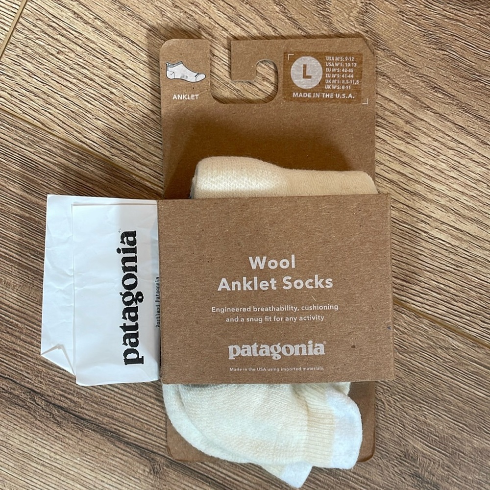 Patagonia Wool Anklet Socks “Birch White” Mens Size L